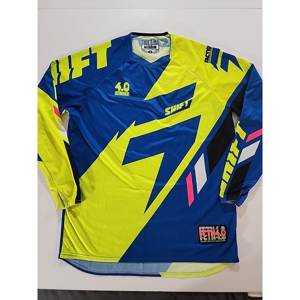 Shift MX 4.0 Faction Motocross Jersey Mens Medium‎ Blue Yellow MX ATV Dirt Bike